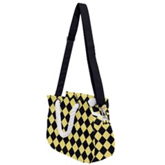 Block Fiesta - Blonde Yellow & Black Rope Handles Shoulder Strap Bag by FashionBoulevard