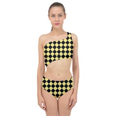 Block Fiesta - Blonde Yellow & Black Spliced Up Two Piece Swimsuit by FashionBoulevard