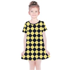 Block Fiesta - Blonde Yellow & Black Kids  Simple Cotton Dress by FashionBoulevard
