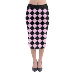 Block Fiesta - Blush Pink & Black Midi Pencil Skirt