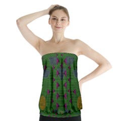 Happy Flower Fish Living In Peace On The Reef Strapless Top by pepitasart