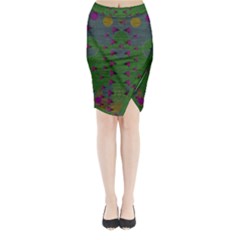 Happy Flower Fish Living In Peace On The Reef Midi Wrap Pencil Skirt by pepitasart