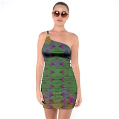 Happy Flower Fish Living In Peace On The Reef One Soulder Bodycon Dress by pepitasart