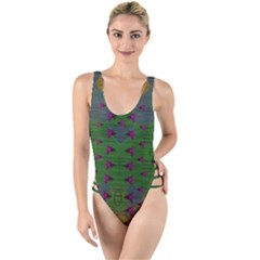 Happy Flower Fish Living In Peace On The Reef High Leg Strappy Swimsuit by pepitasart