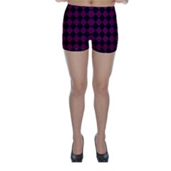 Block Fiesta - Boysenberry Purple & Black Skinny Shorts by FashionBoulevard