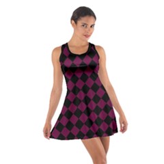 Block Fiesta - Boysenberry Purple & Black Cotton Racerback Dress by FashionBoulevard