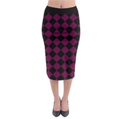 Block Fiesta - Boysenberry Purple & Black Midi Pencil Skirt by FashionBoulevard