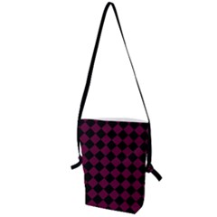 Block Fiesta - Boysenberry Purple & Black Folding Shoulder Bag by FashionBoulevard