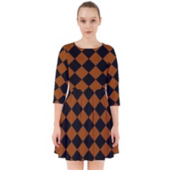 Block Fiesta - Burnt Orange & Black Smock Dress