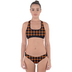 Block Fiesta - Burnt Orange & Black Cross Back Hipster Bikini Set by FashionBoulevard