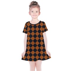 Block Fiesta - Burnt Orange & Black Kids  Simple Cotton Dress by FashionBoulevard