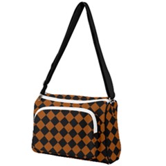 Block Fiesta - Burnt Orange & Black Front Pocket Crossbody Bag by FashionBoulevard