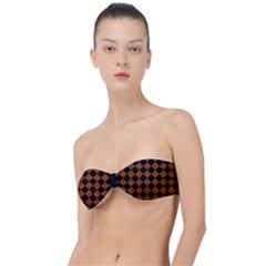 Block Fiesta - Burnt Orange & Black Classic Bandeau Bikini Top  by FashionBoulevard