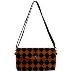 Block Fiesta - Burnt Orange & Black Removable Strap Clutch Bag by FashionBoulevard