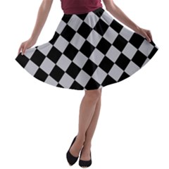 Block Fiesta - Cloudy Grey & Black A-line Skater Skirt by FashionBoulevard