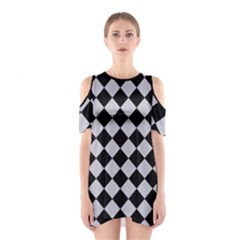 Block Fiesta - Cloudy Grey & Black Shoulder Cutout One Piece Dress by FashionBoulevard