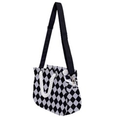 Block Fiesta - Cloudy Grey & Black Rope Handles Shoulder Strap Bag by FashionBoulevard