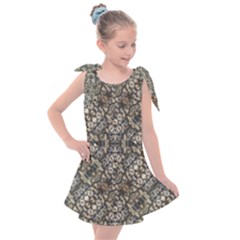 Urban Art Textured Print Pattern Kids  Tie Up Tunic Dress by dflcprintsclothing