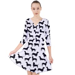 Dachshunds! Quarter Sleeve Front Wrap Dress by ZeeBee