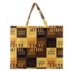 I Love Art Deco Typographic Motif Collage Print Zipper Large Tote Bag by dflcprintsclothing