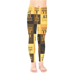 I Love Art Deco Typographic Motif Collage Print Kids  Leggings by dflcprintsclothing