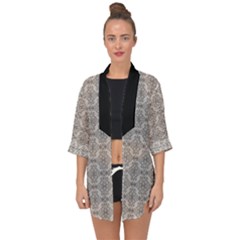 Timeless - Black & Abalone Grey Open Front Chiffon Kimono by FashionBoulevard