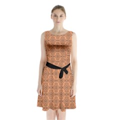 Timeless   Black & Cantaloupe Orange Sleeveless Waist Tie Chiffon Dress by FashionBoulevard