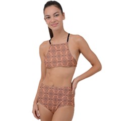 Timeless   Black & Cantaloupe Orange High Waist Tankini Set by FashionBoulevard