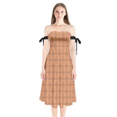 Timeless   Black & Cantaloupe Orange Shoulder Tie Bardot Midi Dress by FashionBoulevard