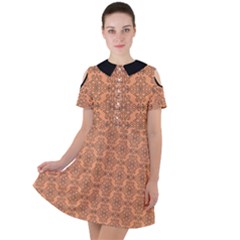 Timeless   Black & Cantaloupe Orange Short Sleeve Shoulder Cut Out Dress  by FashionBoulevard