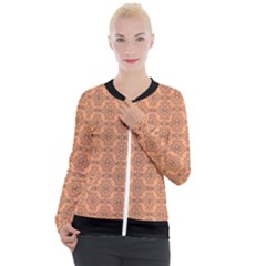 Timeless   Black & Cantaloupe Orange Casual Zip Up Jacket by FashionBoulevard