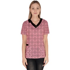 Timeless - Black & Flamingo Pink Women s V-neck Scrub Top by FashionBoulevard