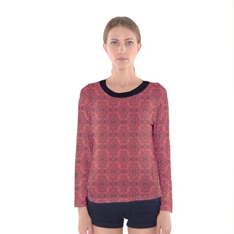 Timeless - Black & Indian Red Women s Long Sleeve Tee by FashionBoulevard