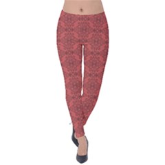 Timeless - Black & Indian Red Velvet Leggings by FashionBoulevard