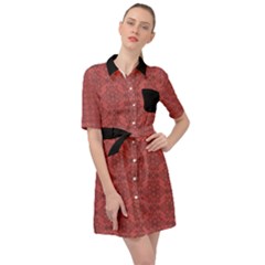 Timeless - Black & Indian Red Belted Shirt Dress by FashionBoulevard