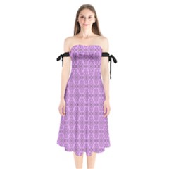 Timeless - Black & Lavender Purple Shoulder Tie Bardot Midi Dress by FashionBoulevard