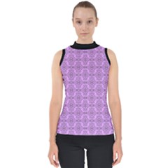 Timeless - Black & Lavender Purple Mock Neck Shell Top by FashionBoulevard