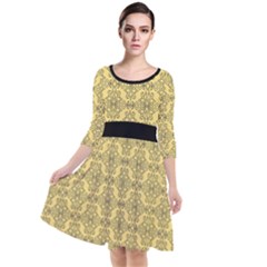 Timeless - Black & Mellow Yellow Quarter Sleeve Waist Band Dress by FashionBoulevard