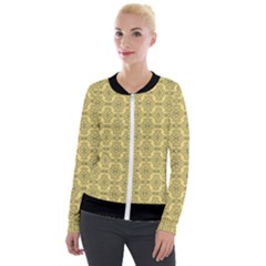 Timeless - Black & Mellow Yellow Velour Zip Up Jacket by FashionBoulevard