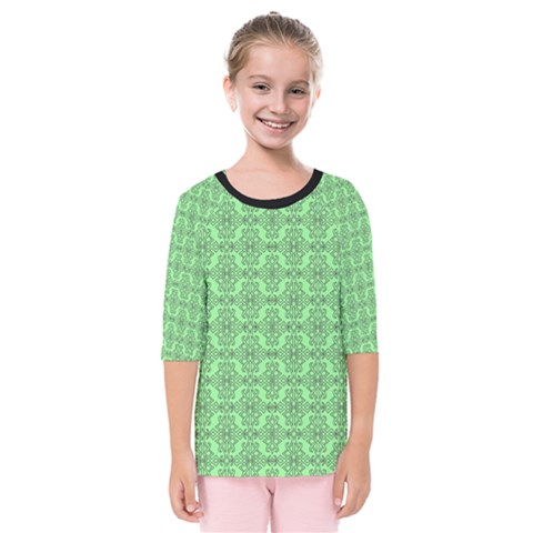 Timeless - Black & Mint Green Kids  Quarter Sleeve Raglan Tee by FashionBoulevard