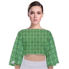 Timeless - Black & Mint Green Tie Back Butterfly Sleeve Chiffon Top