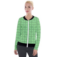 Timeless - Black & Mint Green Velour Zip Up Jacket by FashionBoulevard