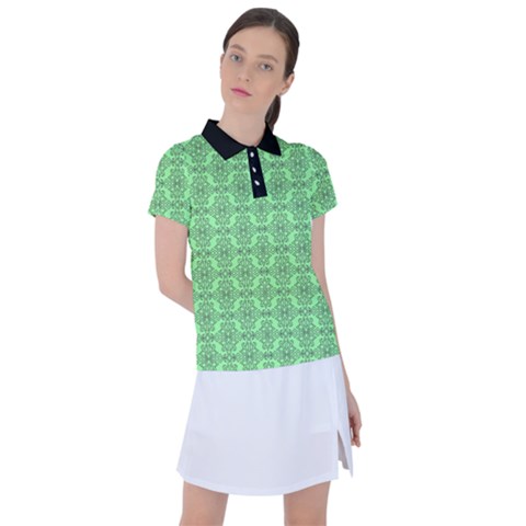 Timeless - Black & Mint Green Women s Polo Tee by FashionBoulevard