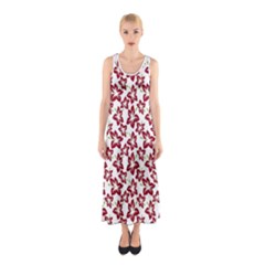 Cute Flowers - Carmine Red White Sleeveless Maxi Dress by FashionBoulevard