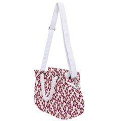 Cute Flowers - Carmine Red White Rope Handles Shoulder Strap Bag