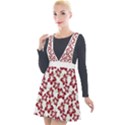 Cute Flowers - Carmine Red White Plunge Pinafore Velour Dress View1