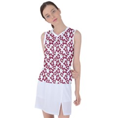 Cute Flowers - Carmine Red White Women s Sleeveless Sports Top by FashionBoulevard