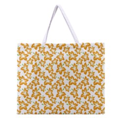 Cute Flowers - Honey Orange White Zipper Large Tote Bag by FashionBoulevard