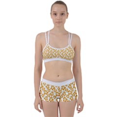 Cute Flowers - Honey Orange White Perfect Fit Gym Set by FashionBoulevard