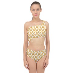 Cute Flowers - Honey Orange White Spliced Up Two Piece Swimsuit by FashionBoulevard